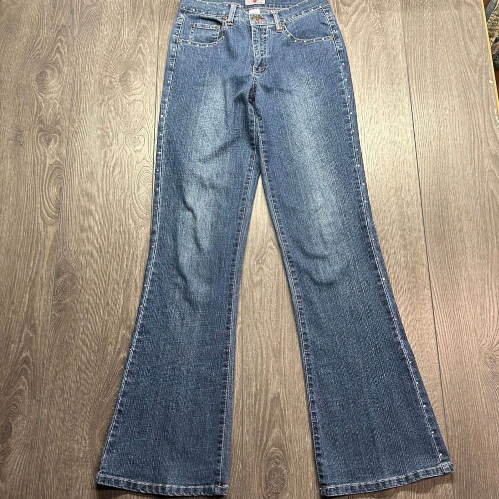 Se-X-So Jeans Lola-XH Medium Wash Rhinestone Flare Leg Y2K Denim Size 2 27x32